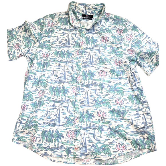 Vineyard Vines Slim Fit Murray Short Sleeve Button Up Shirt XL Cotton Stretch - Picture 1 of 11
